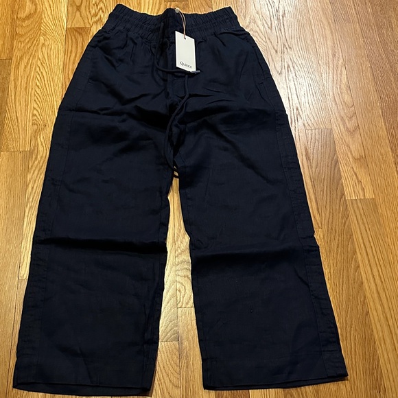 Quince Women's Wide Leg Navy Blue 100% Linen Pants - Picture 6 of 13
